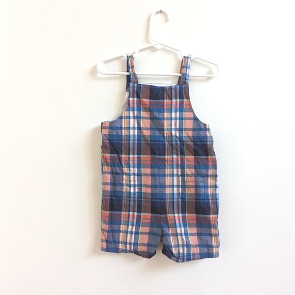 Janie And Jack Romper Boys Sz 12-18m Blue Plaid 2019 Preppy - Picture 3 of 6